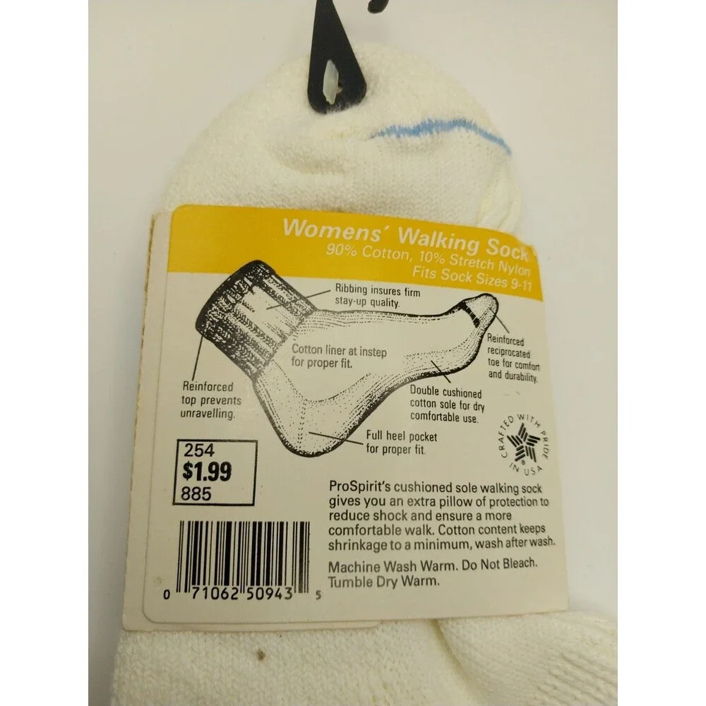 Pro Spirit Womens Walking Socks Cushion Sole NWT Made USA